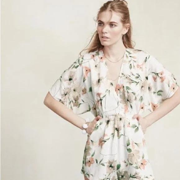 Reformation Floral V-Neck Romper - Picture 2 of 6